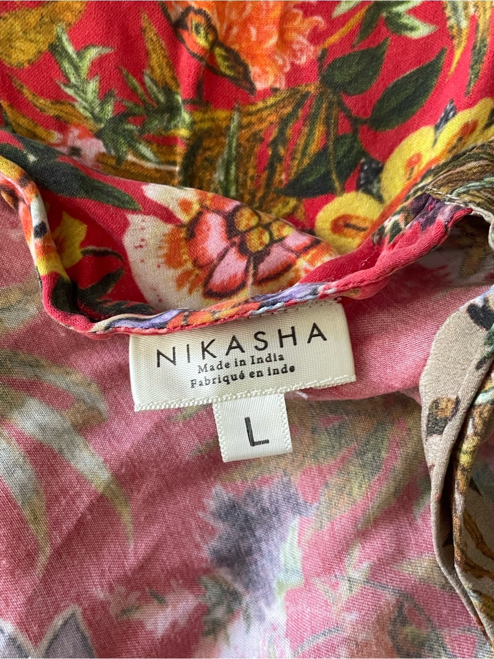 Nikasha Toscana Floral Blouse High Neck Tie Peasant Blouse - Picture 9 of 11